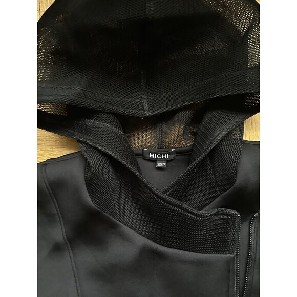 Michi Black Oversized Mesh and Neoprene Moto-Style Jacket XS - Picture 2 of 7